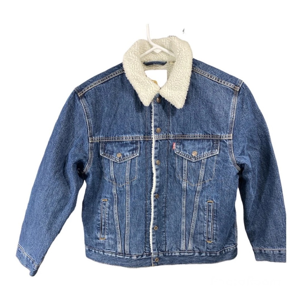 Levi's Blue Jean Sherpa Trucker Jacket Large NWT Women Sherpa Lined Denim Coat